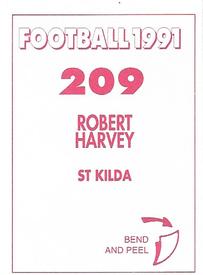 1991 Select AFL Stickers #209 Robert Harvey Back